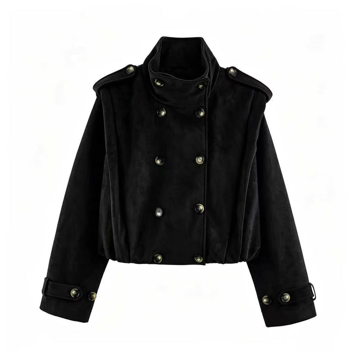 Damen Kurzjacke im Matrosen- und Military-Mix mit hohem Stehkragen, Epauletten und tailliertem Gummizug Echoarchiv