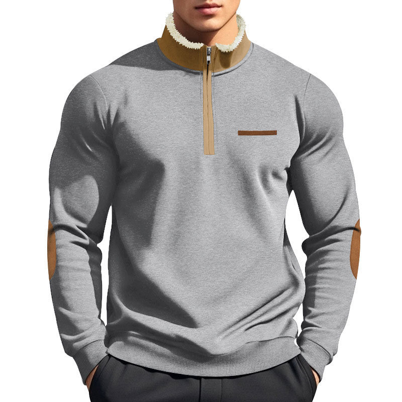 Herren nan Halbzip-Troyer mit Teddyfleece-Kragen und Leder-Ellbogenpatches Echo Archiv