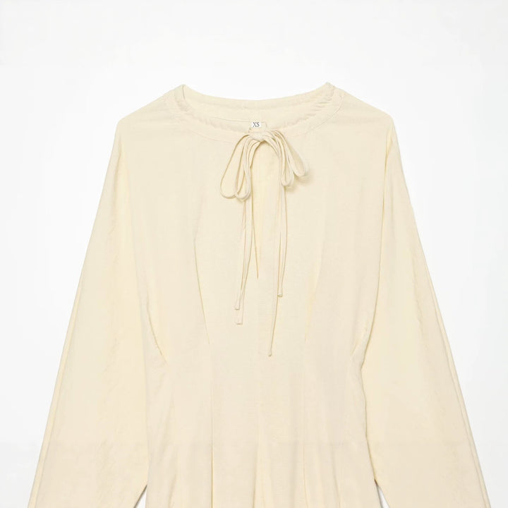 Damen Maxikleid mit Stehkragen, Bindeschal und Ballonärmeln Echo Archiv