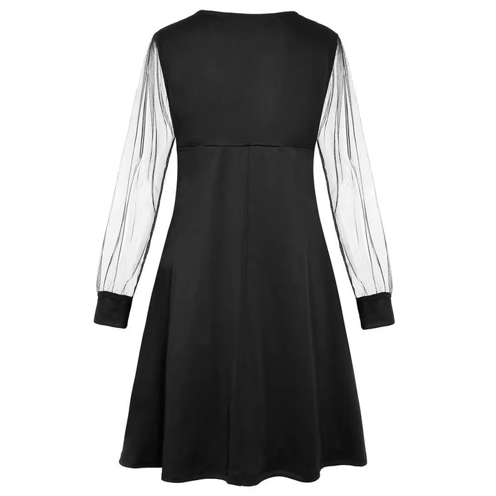 Damen nan elegant tailliertes A-Linien-Kleid mit transparenten Mesh-Ärmeln Echo Archiv