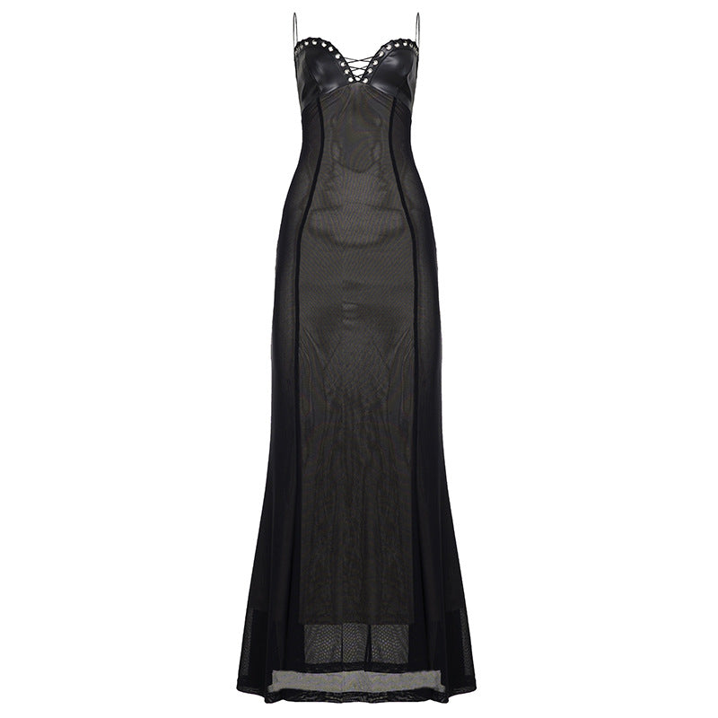 Damen Maxi-Kleid mit verführerischen Spitzeneinsätzen und Rüschendetails Echo Archiv
