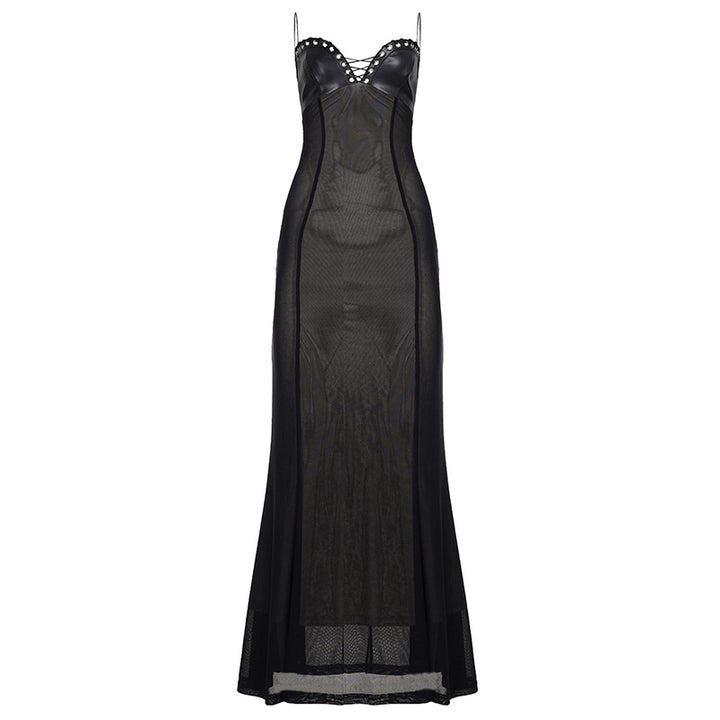 Damen Maxi-Kleid mit verführerischen Spitzeneinsätzen und Rüschendetails Echo Archiv