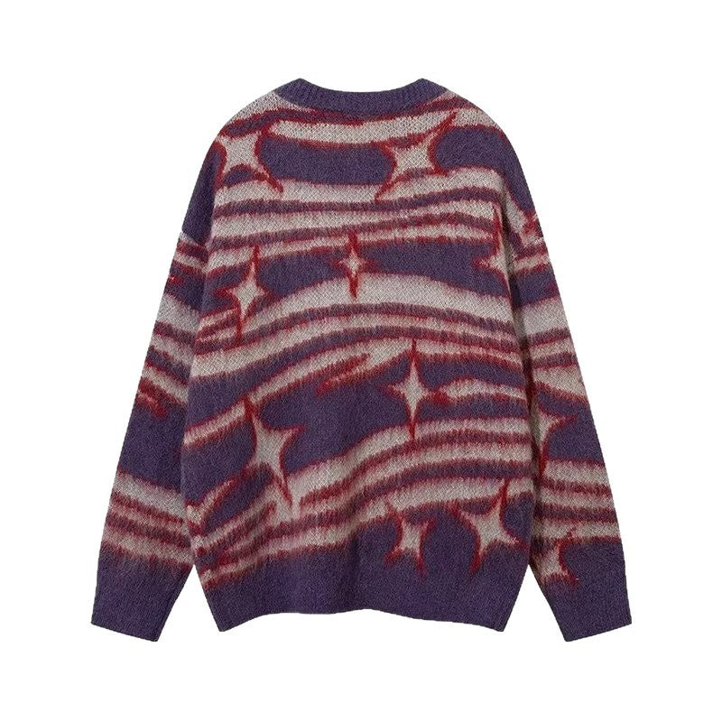 Damen Modischer Grobstrickpullover mit grafischem Muster Echoarchiv