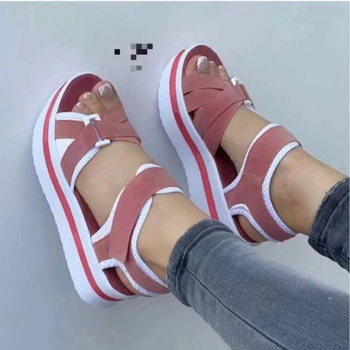 Damen  sportliche Keil-Sandalen mit verstellbaren Klettverschlüssen und gepolstertem Komfort-Fußbett Echo Archiv