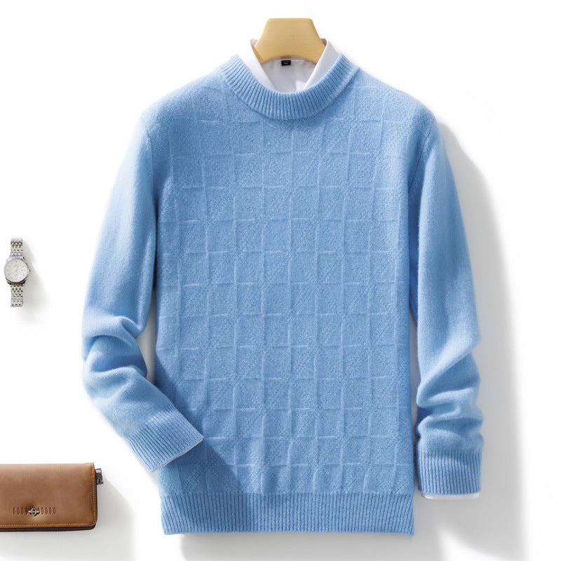 Herren Feiner Rollkragenpullover mit dezenter Quadratstruktur aus Kaschmir‑Mix Echoarchiv