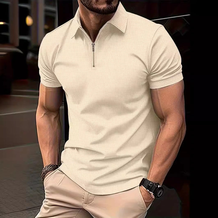 Herren modisches Poloshirt mit Reißverschluss und strukturiertem Design Echoarchiv