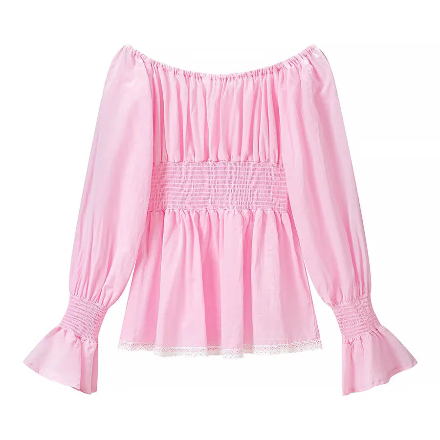 Damen nan zweiteiliges schulterfreies Schlafanzug-Set mit Spitzenbesatz, Herzknopf-Leiste und elastischer Shorts-Bund Echo Archiv