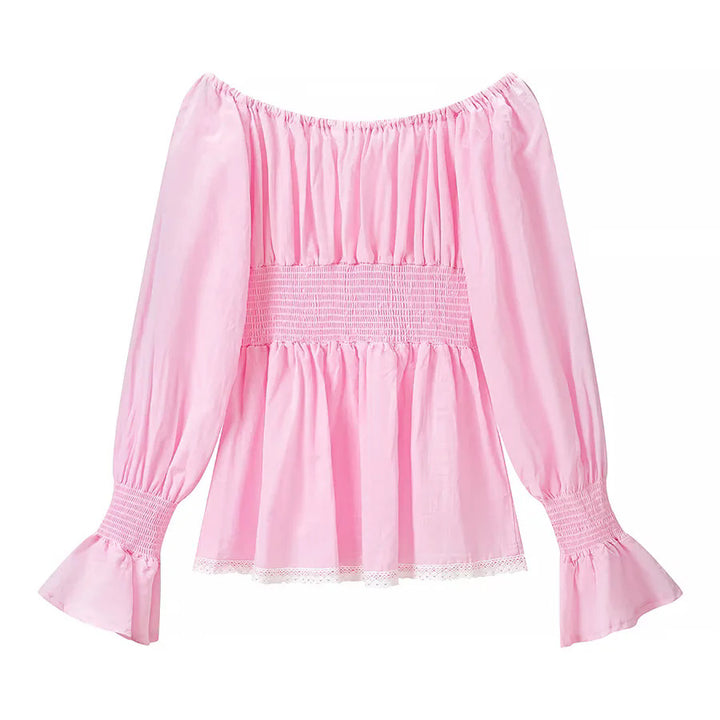 Damen nan zweiteiliges schulterfreies Schlafanzug-Set mit Spitzenbesatz, Herzknopf-Leiste und elastischer Shorts-Bund Echo Archiv