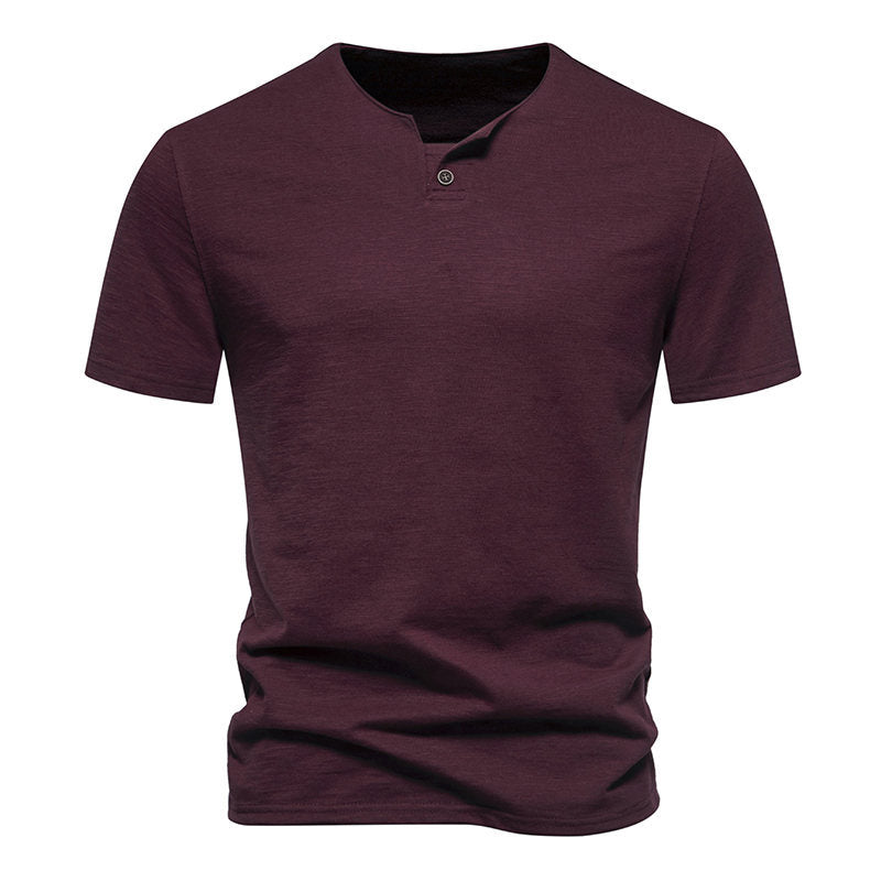 Herren Kurzarm-Henley-Shirt mit elegantem Knopfdesign Echoarchiv