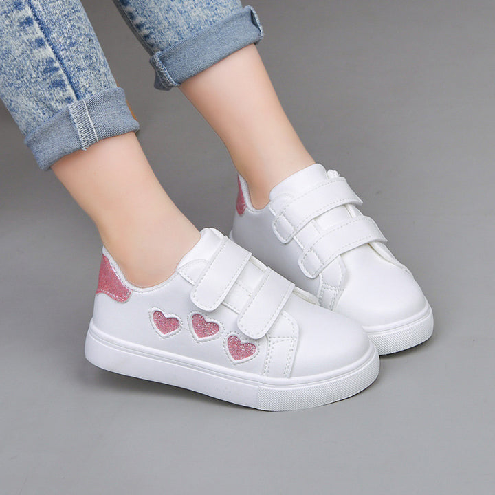 Damen Plateausneaker mit Klettverschluss und glitzernden Herz‑ und Sternapplikationen – Névara