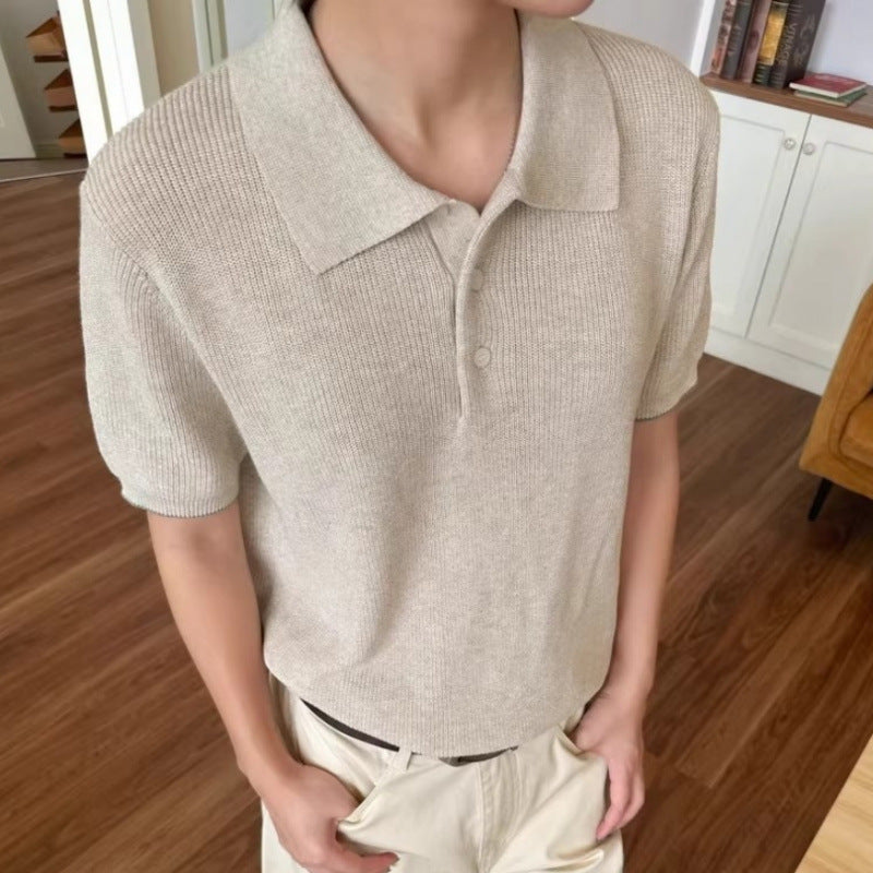 Stylisches Herren Poloshirt mit kurzem Arm und strukturiertem StrickEcho Archiv