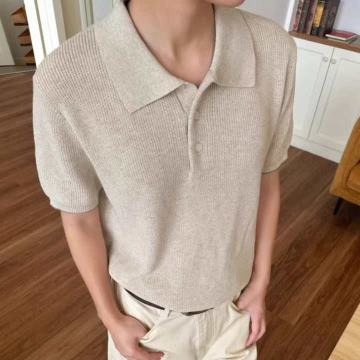 Stylisches Herren Poloshirt mit kurzem Arm und strukturiertem StrickEcho Archiv