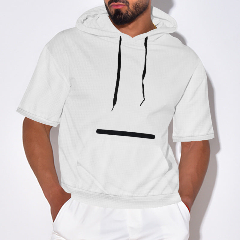 Herren Kurzarm-Hoodie mit praktischem Kängurutasche und atmungsaktiver Struktur Echoarchiv