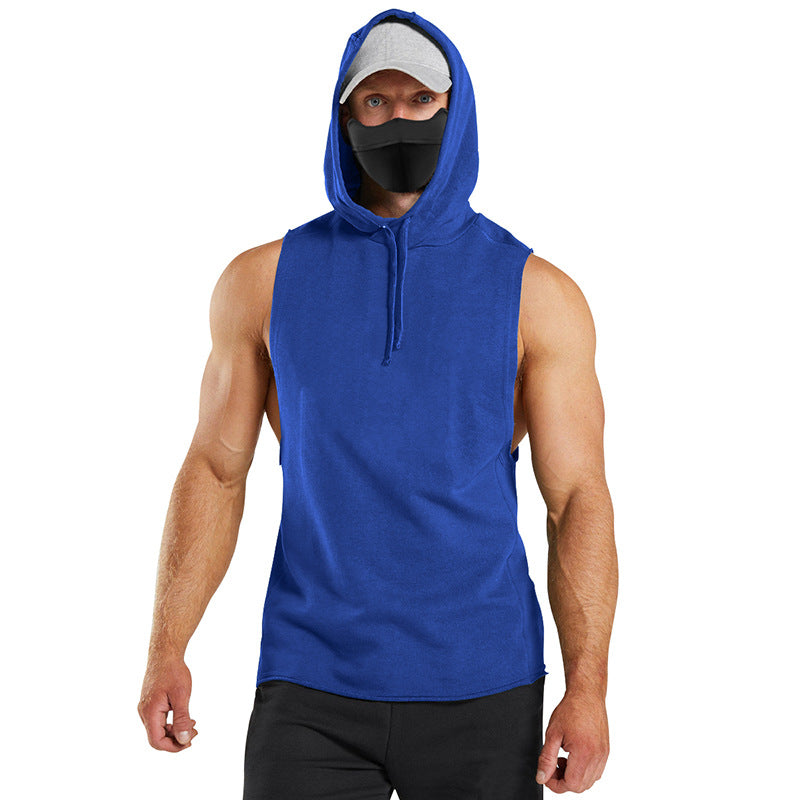Herren ärmelloses Kapuzenshirt mit integrierter Maske und modischem Design Echoarchiv