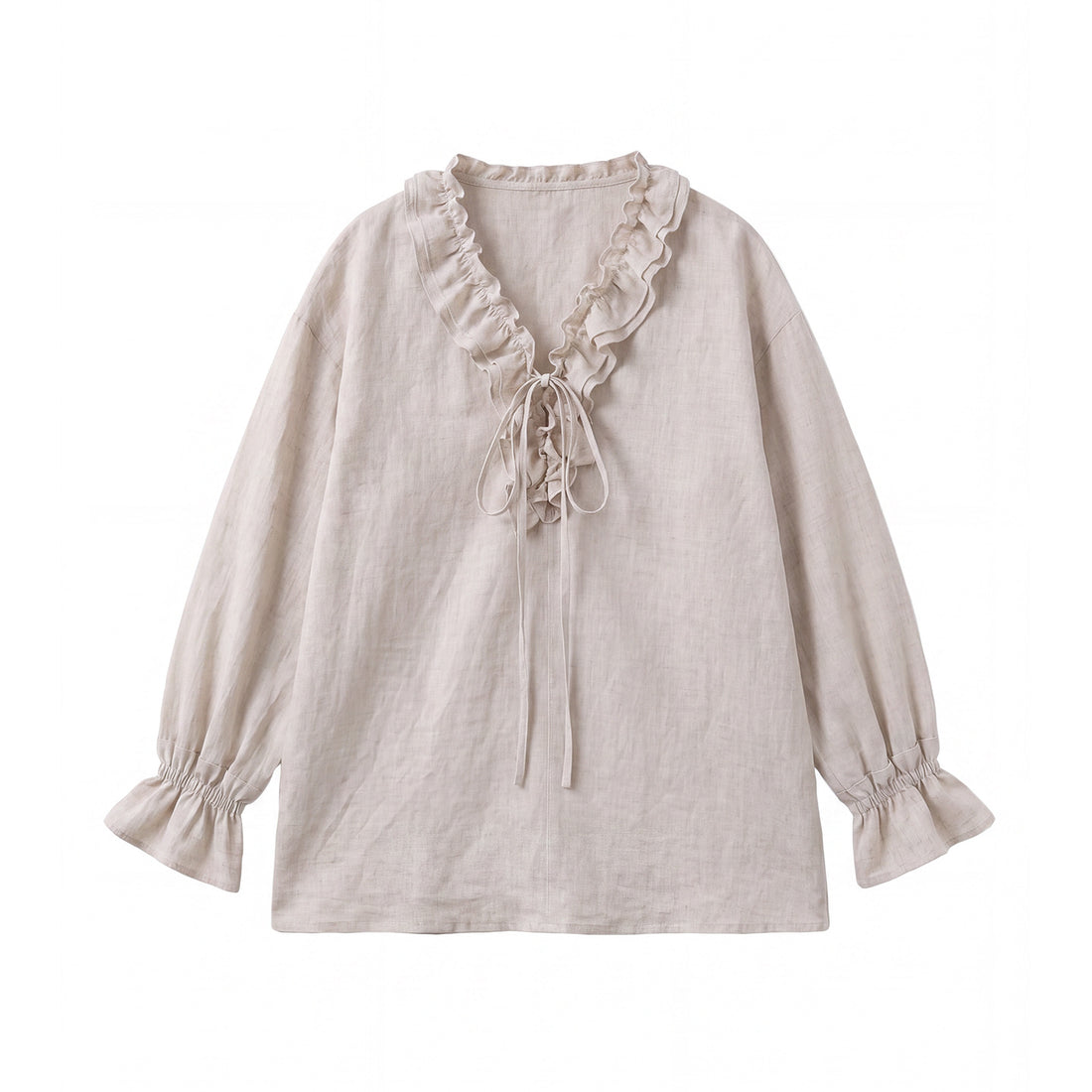 Damen Luftige Leinenbluse mit Rüschen – Élovi
