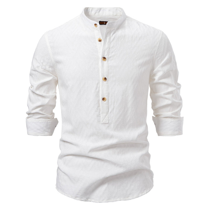 Herren Langarmshirt mit Stehkragen und modischem Muster Echoarchiv