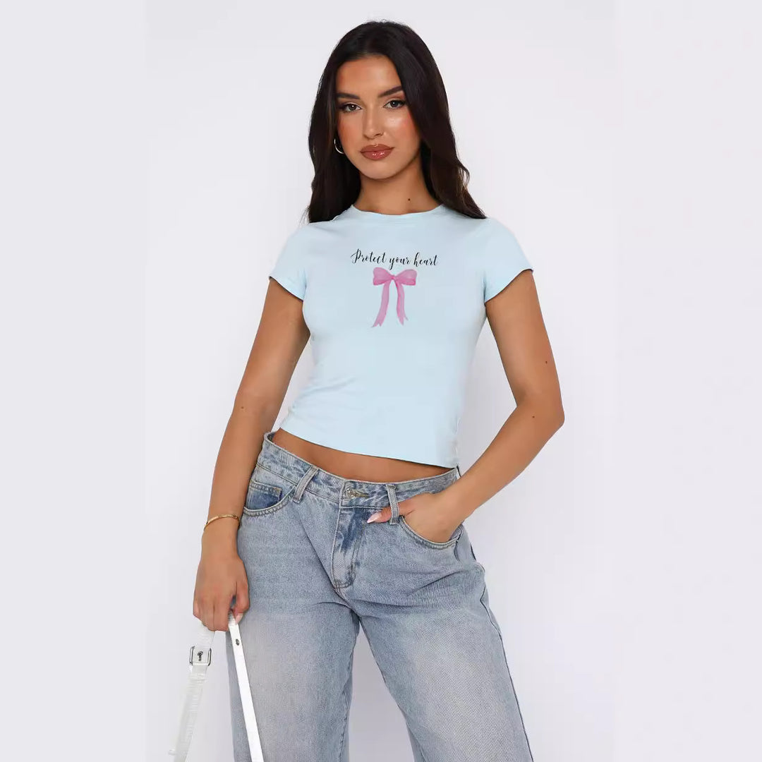 Damen bequemes Crop-Top mit modischem Druck Echo Archiv