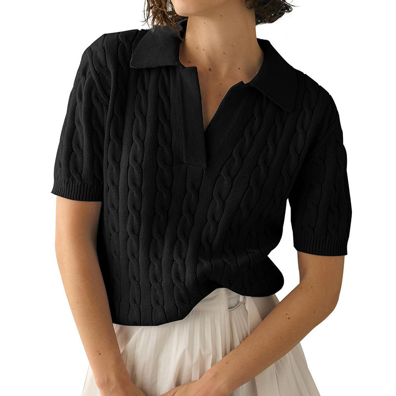 Echoarchiv | Polo-Kragen Twist Strickpullover