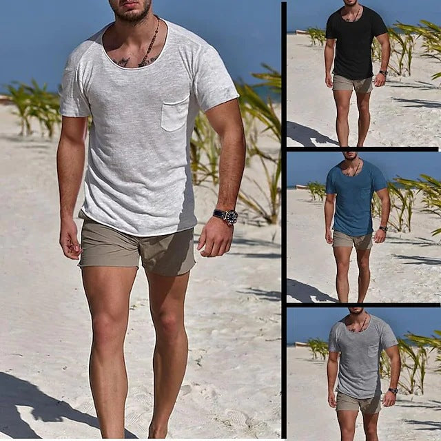 Herren lässiges Rundhalsshirt mit Brusttasche und modernem Schnitt Echoarchiv