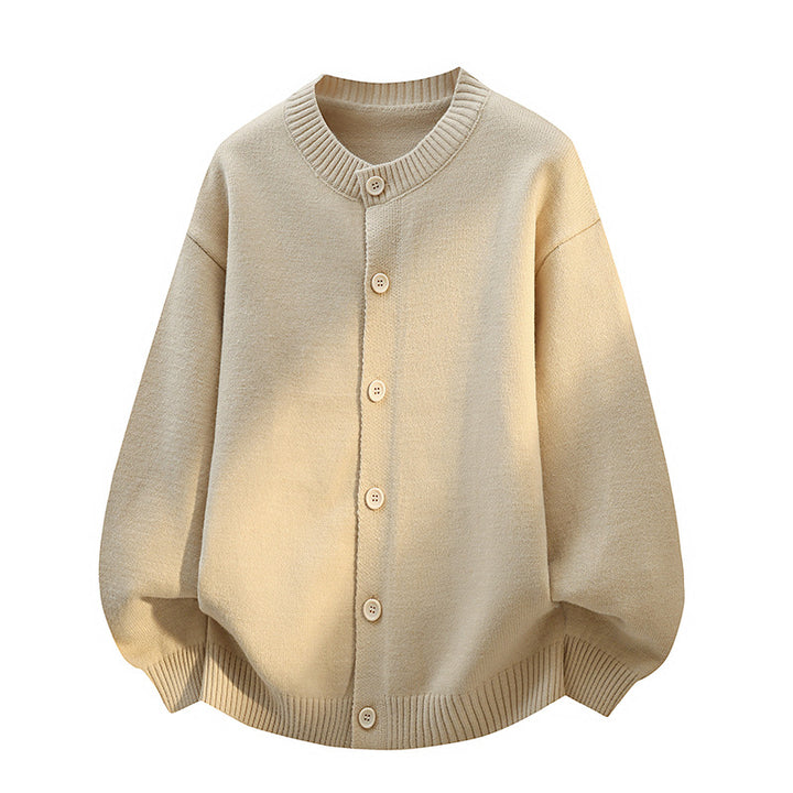 Unisex Oversize Strickcardigan mit Rundhalsausschnitt, Ballonärmeln & durchgehender Knopfleiste Echoarchiv