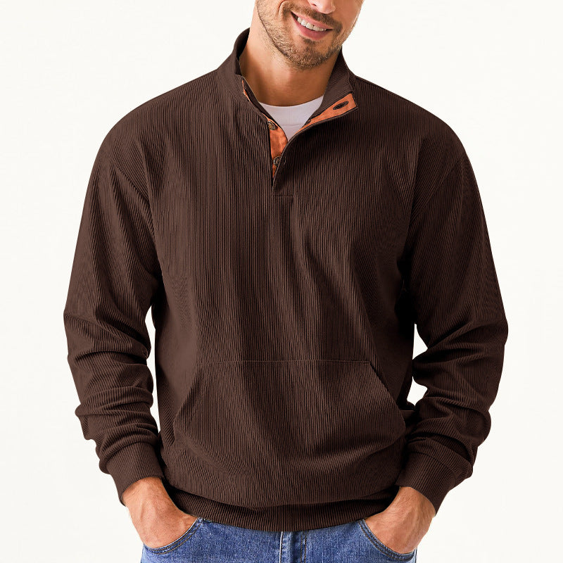 Herren Freizeitpullover mit strukturiertem Design und Knopfleiste Echoarchiv