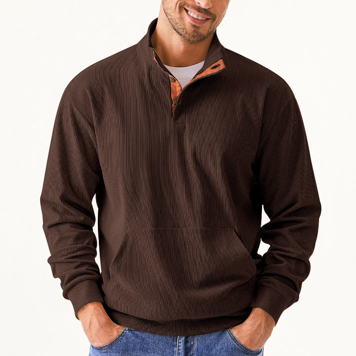 Herren Freizeitpullover mit strukturiertem Design und Knopfleiste Echoarchiv