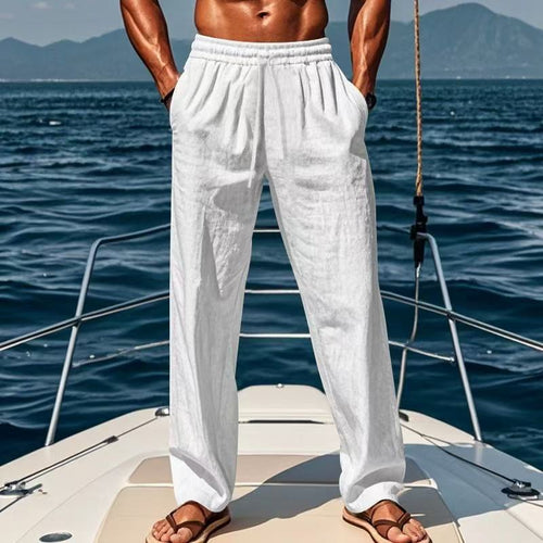 Herren Bequeme Leinenhose mit elastischem Bund Echoarchiv