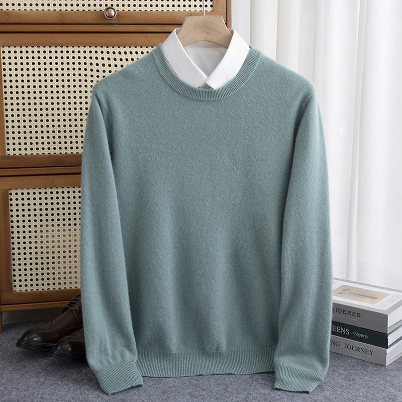 Herren Schlichter Rundhals-Feinstrickpullover kaschmirähnliche Haptik mit gerippten Abschlüssen Echoarchiv