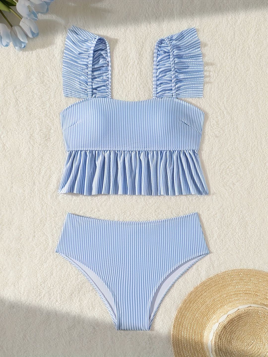 Damen Bandeau-Bikini mit Rüschen und hohem Bund Echo Archiv