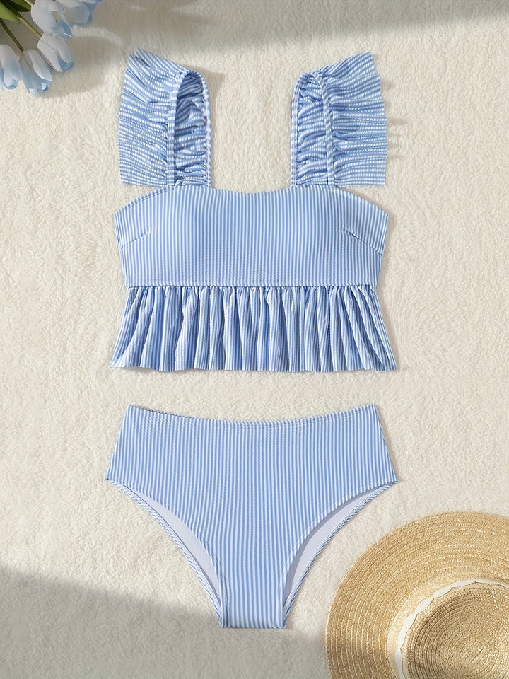 Damen Bandeau-Bikini mit Rüschen und hohem Bund Echo Archiv