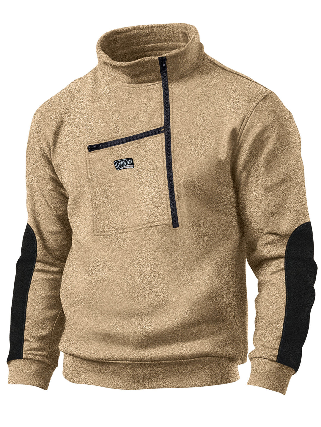 Herren Fleece-Pullover mit dickem Kragen und praktischer Brusttasche Echoarchiv