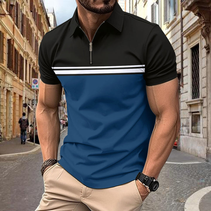 Herren Polo Shirt mit modernem Stehkragen und sportlichem Reißverschluss Echoarchiv