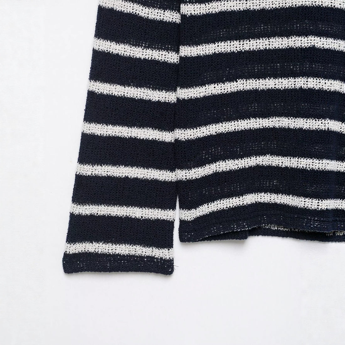 Damen Gestreifter Strick-Henleypullover mit Knopfleiste und Leichtstruktur Echo Archiv