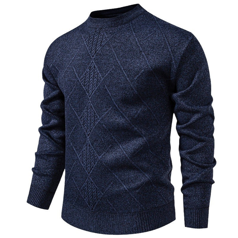 Herren Feiner Strickpullover mit strukturiertem Zopfmuster und Rundhalsausschnitt Echoarchiv