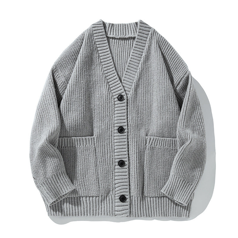 Unisex Oversize Strickcardigan mit V‑Ausschnitt, Knopfleiste und aufgesetzten Taschen Echo Archiv