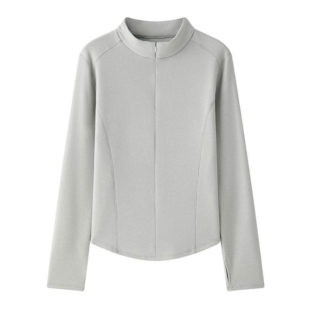 Damen Langarm-Thermo-Shirt mit kurzem Reißverschluss und taillierter Silhouette Echoarchiv
