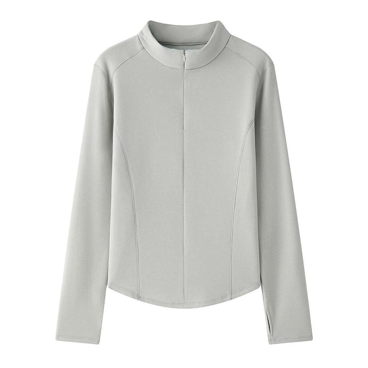 Damen Langarm-Thermo-Shirt mit kurzem Reißverschluss und taillierter Silhouette Echoarchiv