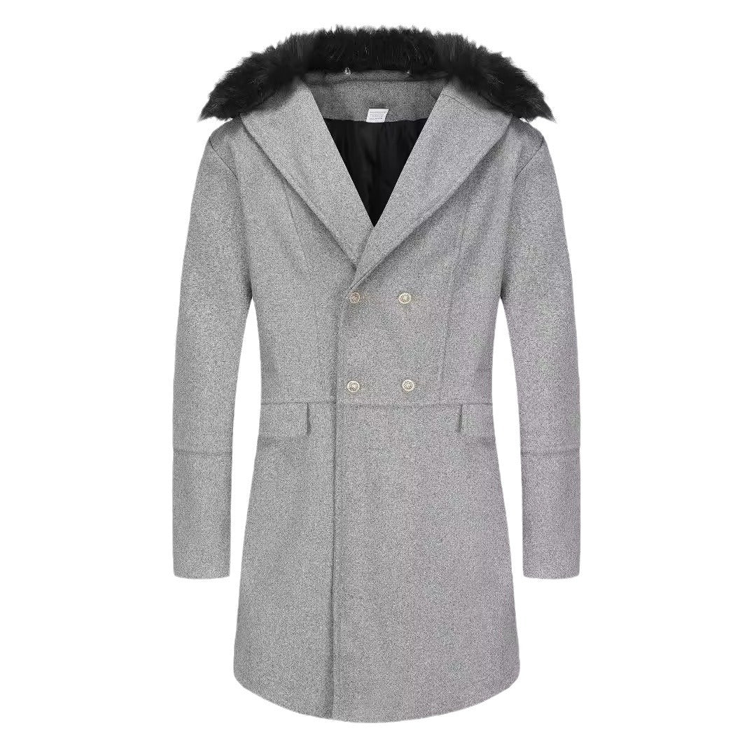 Herren eleganter Langmantel mit Teddyfellkragen Echoarchiv
