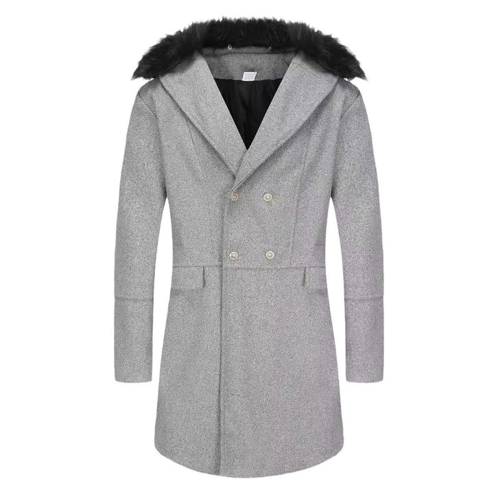 Herren eleganter Langmantel mit Teddyfellkragen Echoarchiv