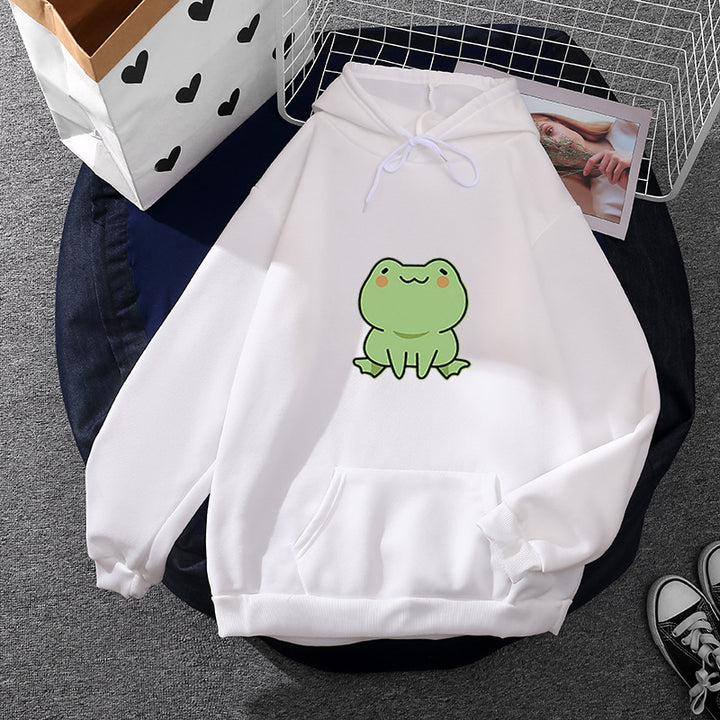 Damen Kapuzenpullover mit Mond‑und‑Wal-Illustration, Oversize-Schnitt und Kängurutasche – Auréline