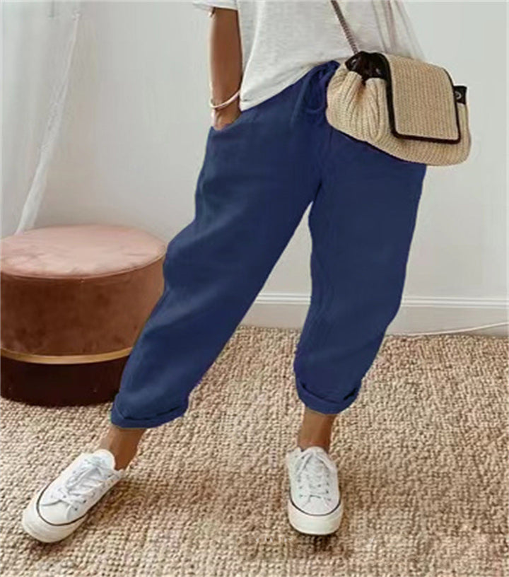 Damen Lockere Bedruckte Jogger mit Kordelzug und Rippbund Echoarchiv