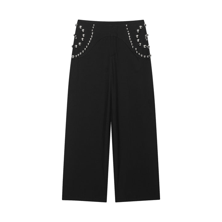 Damen Weite Highwaist-Hose mit Nietenbesatz und dekorativen Zierperlen Echo Archiv