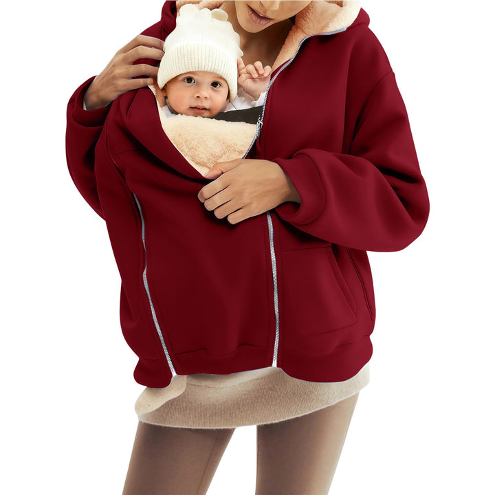 Damen nan Babytrage-Hoodie mit Teddyfutter und Zweiwege-Reißverschluss Echo Archiv