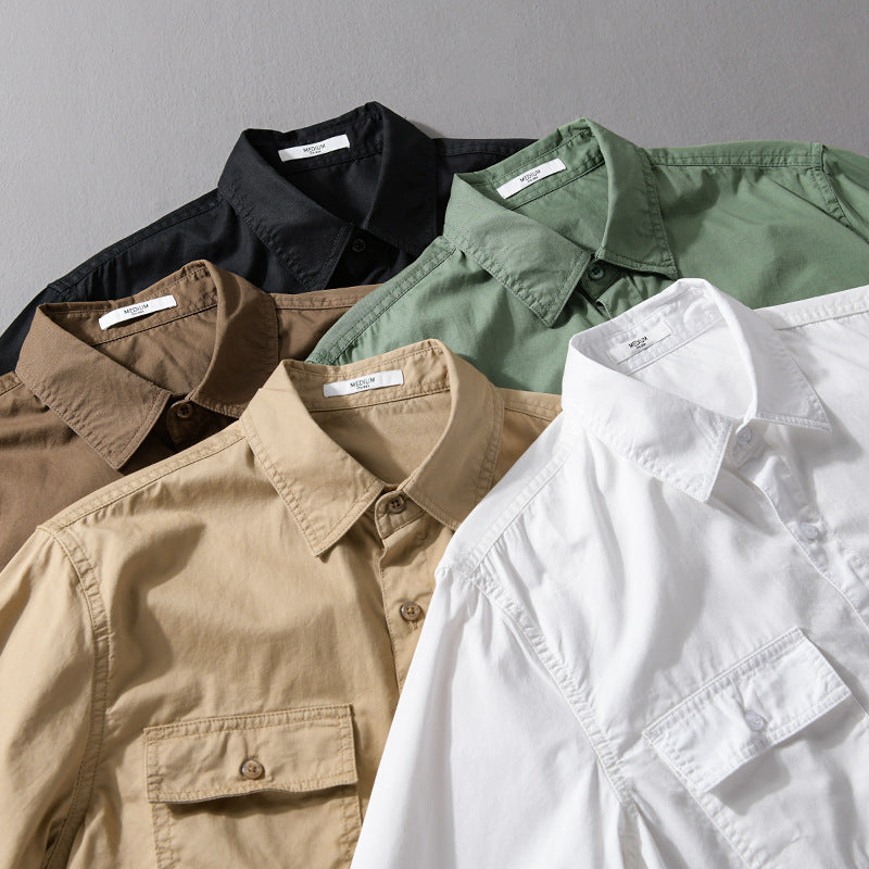 Herren Pflegeleichtes Baumwoll-Utility-Overshirt mit Doppel‑Brusttaschen und entspanntem Saum Echoarchiv
