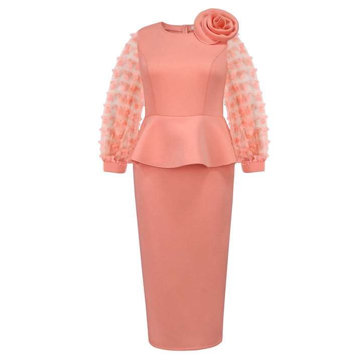 Damen Elegantes Kleid mit extravaganten Puffärmeln und floralem Detail Echo Archiv