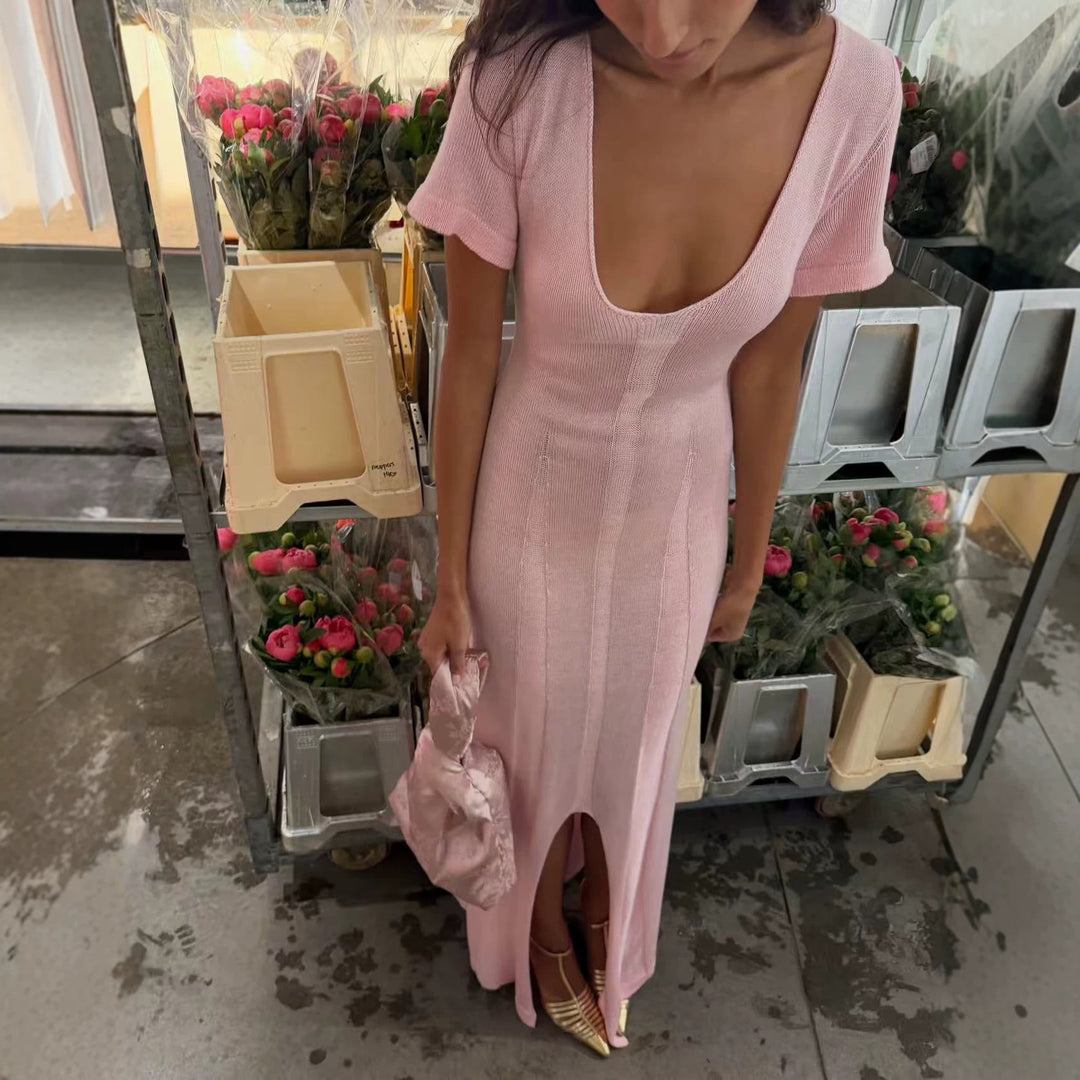 Damen elegantes figurbetontes Maxikleid mit V-Ausschnitt Echo Archiv
