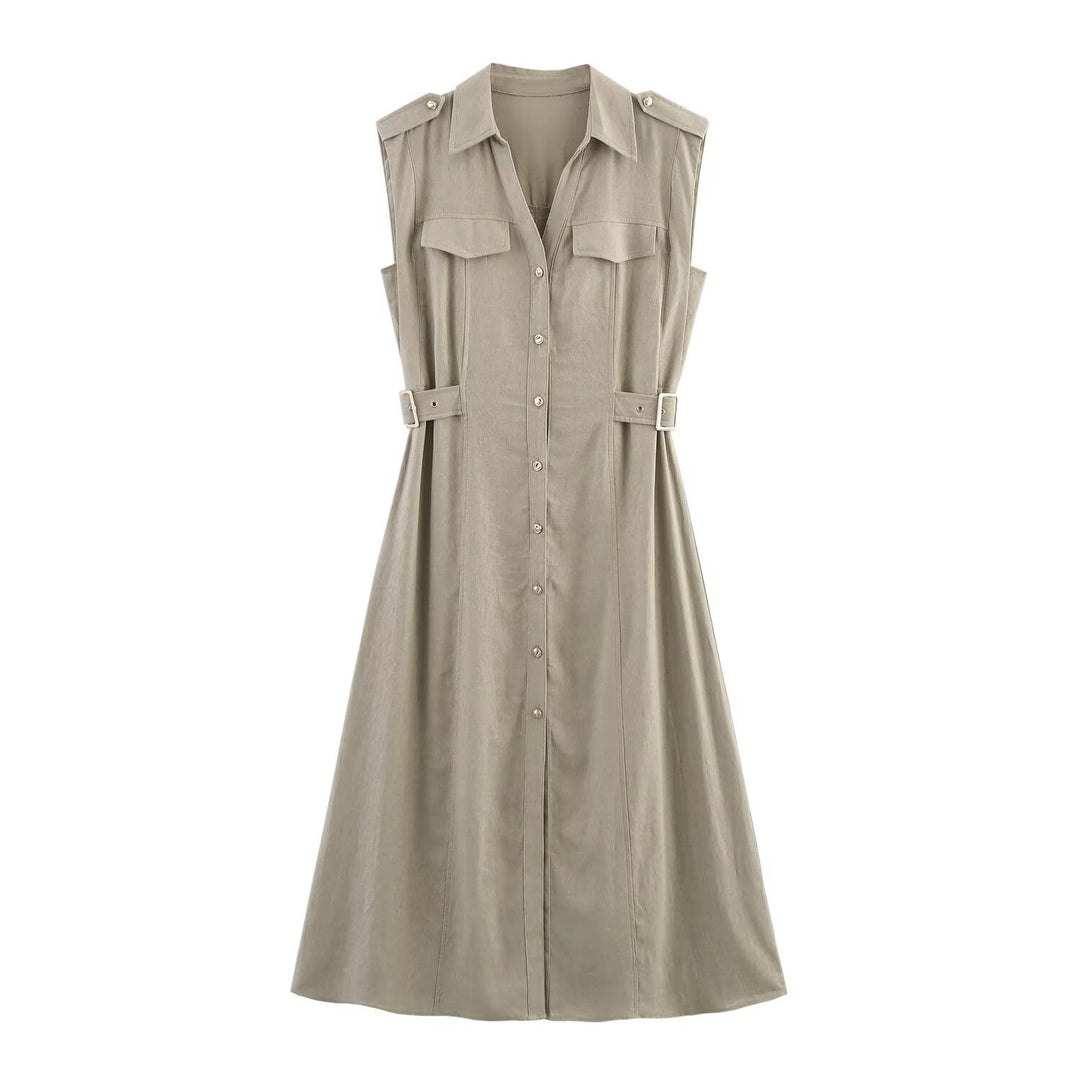 Damen Hemdblusenkleid mit praktischen Taschen und modischem Taillengürtel Echo Archiv