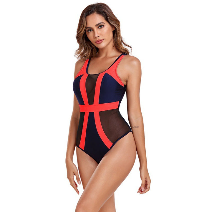 Damen Einteiliger Badeanzug mit modischen Mesh-Einsätzen und sportlichem Design Echo Archiv