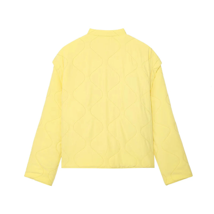 Damen nan gesteppte Übergangsjacke mit wellenstich, V-Ausschnitt und Druckknopfleiste Echo Archiv