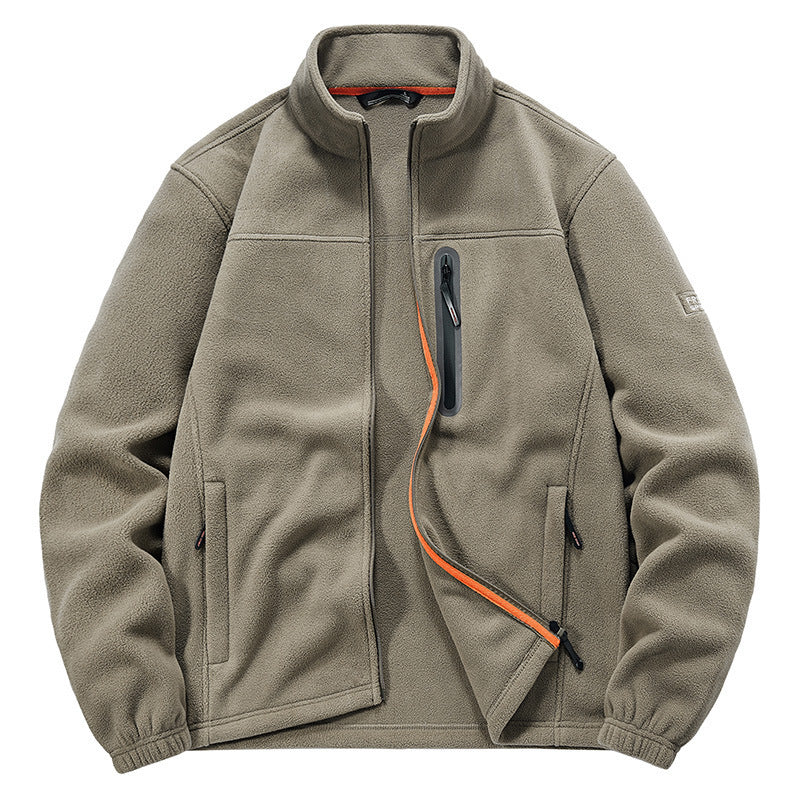 Herren Fleecejacke mit windabweisendem Microfleece, verschweißter Brustreißverschlusstasche und elastischen Bündchen – Cavarno